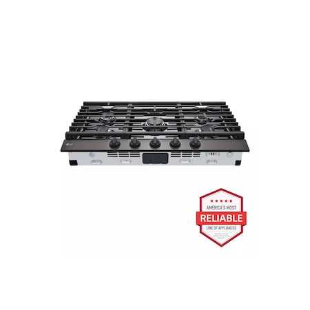 Lg 36-in. Gas Cooktop with UltraHeat 20K BTU Burner, Cast-Iron Grates, and Auto Reignition CBGJ3623D